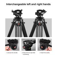 PULUZ-videocámara profesional de alta resistencia, trípode de aleación de aluminio con cabezal de arrastre fluido para cámara DSLR / SLR - details 7