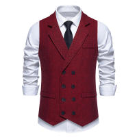 Chaleco de Doble Abotonadura para Hombres en Otoño Traje de Pana Gruesa de Heringbone - details 1