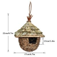 Casa para pájaros, 3 uds., casa colgante tejida a mano para anidar, nido de pájaros de césped Natural para jardín, Patio - details 4
