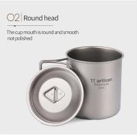 Tiartisan - Taza de agua de titanio ultraligera portátil para exteriores, villa de camping, picnic, mango plegable, taza de té cubierta, 420 ml - details 4