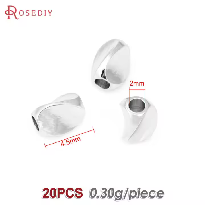 20 piezas, 4,5 MM, 6MM, 18K, Color dorado mate, latón, pulseras trenzadas lisas, cuentas espaciadoras, accesorios de joyería - 1