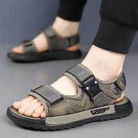 Nuevo Modelo 2025 Sandalias de Punta Abierta de Verano Hechas a Mano para Hombre, Zapatos Informales Cómodos de Cuero Genuino, Sandalias de Playa Transpirables, Trabajo Ligero al Aire Libre para Hombre - details 11