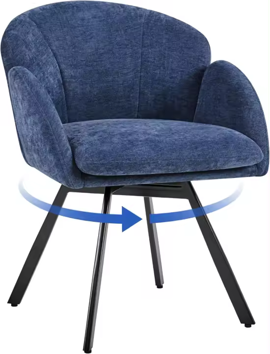 Silla Giratoria de Oficina 360° Diseño de Flor para Escritorio Silla de Maquillaje Chenilla para Sala de Estar, Dormitorio y Estudio Color Blanco - 1