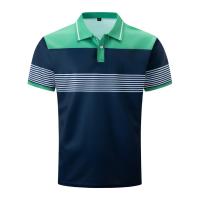 Nueva camisa POLO informal para hombre, botón con cuello en V, camiseta versátil a rayas de negocios, top - details 5
