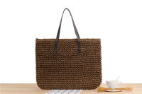 Bolso tejido de cuerda de papel informal de gran capacidad, bolso de hombro japonés y coreano, bolso tejido a mano de color sólido, bolso de viaje a casa de la serie Mori - details 1