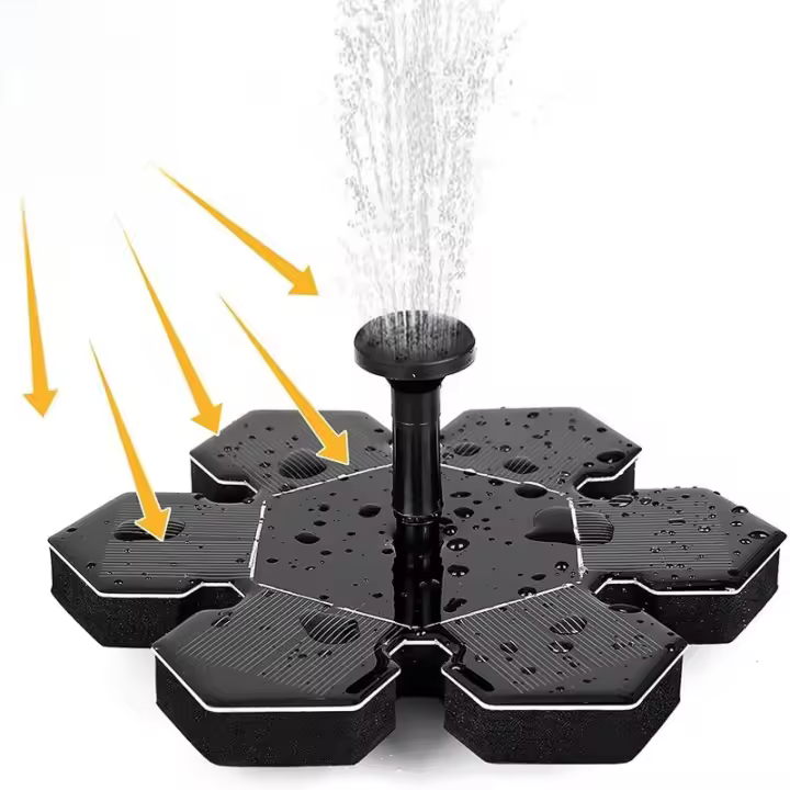Mini Estanque Flotante Bomba de Agua de Grifo de 1.5 W con Batería 4 Boquillas, Bomba Solar para Jardín Decorativo - 1