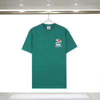 Camiseta Deportiva de Algodón Puro para Hombres Cuello Redondo, Estampado de Logotipo Delantero, Estilo Casual para el Verano - details 14