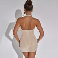BUNO-Minivestido de Color liso para mujer, vestidos sin tirantes con escote en V profundo a la moda, ropa de calle de tendencia femenina - details 6