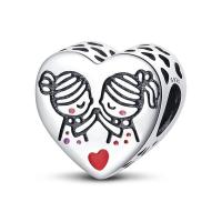 Pulsera de plata de dos tonos con colgante triple celestial de cuentas en forma de corazón para la fabricación de joyas - details 12