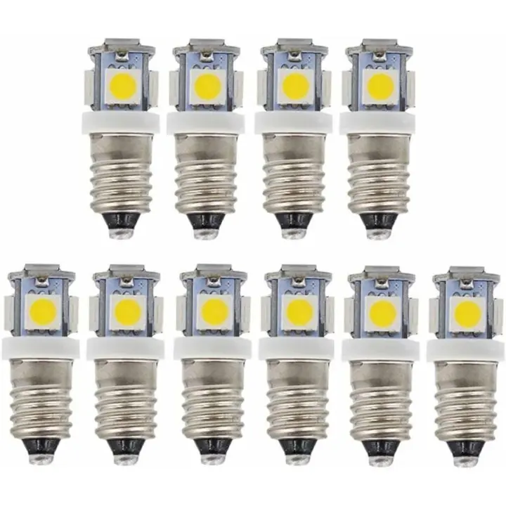 Bombillas LED E10 9V blanco frío 5SMD 0,5W (blanco frío, 9V) paquete de 10 - 1