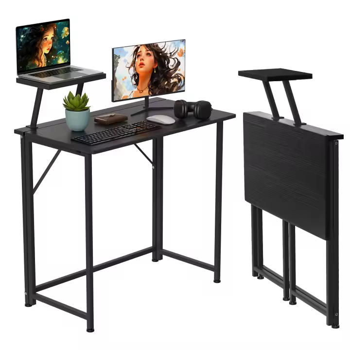 Rcynview  Mesa Plegable de Oficina  Escritorio de Computadora con Soporte de Pantalla para Portátil - 1