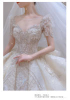 Vestido de novia de estilo francés, novia nueva, estatura pequeña, estilo corte de verano, industria pesada, textura de alta gama, cola grande - details 0