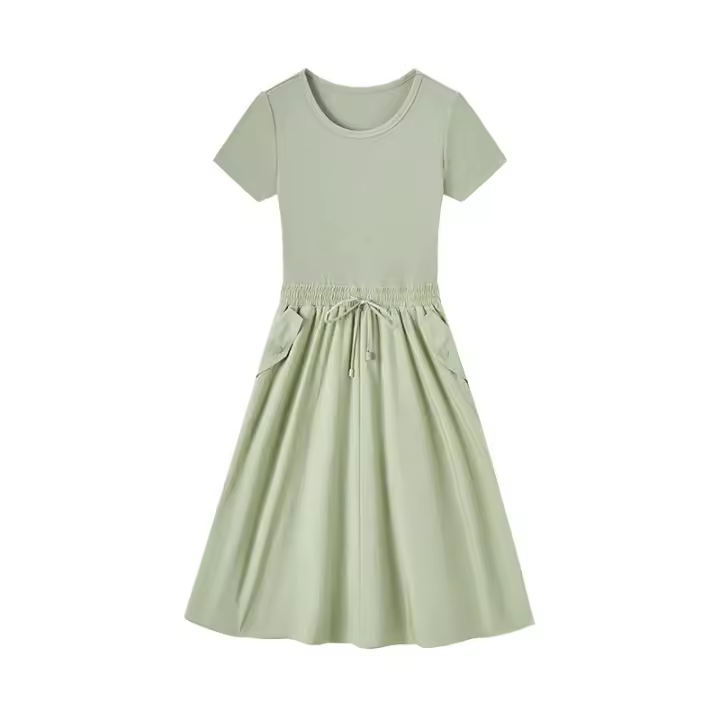 Vestido Semir para Mujer Cintura Ajustada, Versátil, Cuello Redondo, Dos Piezas, Moda de Verano 2024 - 1