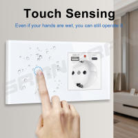 SRAN-nuevo interruptor táctil de 1 banda, interruptor de luz de 1 vía con enchufes de pared de la ue, toma de corriente USB tipo c, Panel de vidrio blanco - details 0