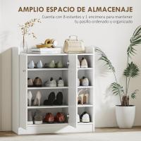 Puerta ancha de 2 hojas con estantes ajustables para 12 pares de zapatos, entrada de pasillo, 83x30x90 cm, blanco - details 2