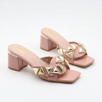 Correade una sola pieza con puntera abierta y tacón grueso y sandalias y pantuflas exteriores sencillas y versátiles para mujer. - details 8