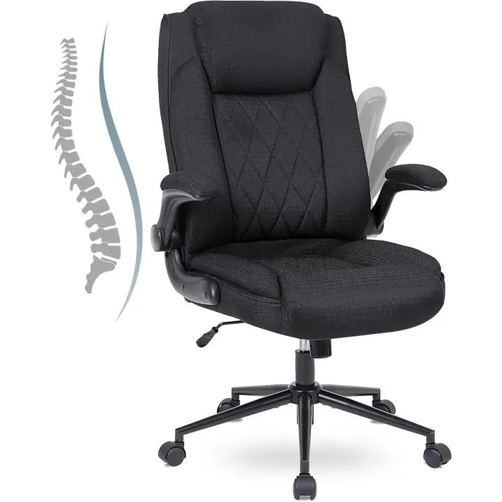 Escritorio con respaldo alto y regulable en altura, silla giratoria con reposacabezas cómoda. - 1