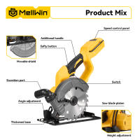 Sierra circular inalámbrica MELLWIN de 6 pulgadas sin escobillas 45 °   Máquina de corte multifunción con ajuste de ángulo para juego de pines de batería Makita de 18V - details 1