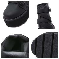 Dropshipping Logo estilo gótico Punk zapatos altos gruesos tacones grandes negros botines de mujer - details 8