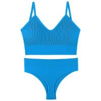 Sujetador deportivo de color sólido para mujer, ropa interior de gimnasio, yoga, entrenamiento atlético, suave, acolchado, 2 piezas - details 30
