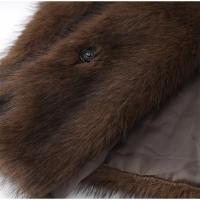 Abrigos de piel sintética esponjosos con solapa marrón Vintage para mujer, chaquetas gruesas y cálidas de manga larga, prendas de vestir informales de calle para invierno 2024 - details 2