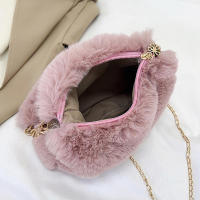Bolso de mano de felpa con cadena pequeña, bandolera cuadrada de piel sintética, bolso de hombro esponjoso y cálido para compras, Otoño e Invierno - details 24