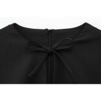 Elegante Vestido de Fiesta de Noche de Primavera BUNO Hembra Ancha Ondulada, Lazo, Color Sólido, Sin Mangas, Cuello Redondo - details 37