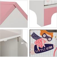 Diseño Superheroína, 4 Repisas, Armario Juguetes Niña con Puertas, 116 x 51 x 30 cm, Rosa, Tablero de Fibras - details 6