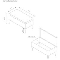 Terciopelo (Rectangular, con Espacio de Almacenamiento, Patas de Metal, Baya), Mezcla de poliéster, - details 4