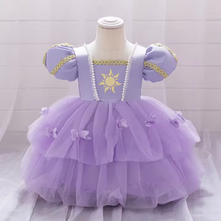 Rapunzel Sofia Alice Cosplay vestido de princesa niñas Floral cumpleaños carnaval fiesta de Halloween ropa elegante accesorio de disfraz - 1