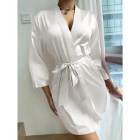 Pijamas de verano para mujer, estilo europeo y americano, delantal de gasa, albornoz sexy, vestido tejido a mano de seda helada. - details 23