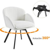 Silla Giratoria de Oficina 360° Diseño de Flor para Escritorio Silla de Maquillaje Chenilla para Sala de Estar, Dormitorio y Estudio Color Blanco - details 5