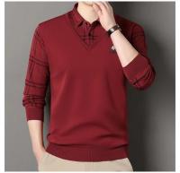 Suéter a cuadros para hombre, jersey de lana, ajustado, elegante, de lujo, falso, de punto, de dos piezas - details 9