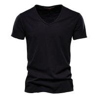 Camisetas de manga corta para hombre, camisetas informales de color sólido con cuello en v, Verano - details 6