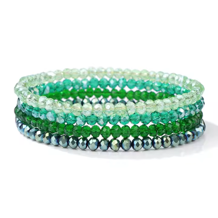 4 unids/set de pulseras de cuentas de cristal de Color dorado para mujer y niña, conjunto de pulsera elástica de cristal de Austria con piedra Natural, joyería - 1
