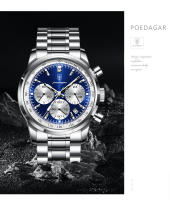 Reloj de cuarzo multifunción con correa de acero nuevo suizo para hombre - details 4