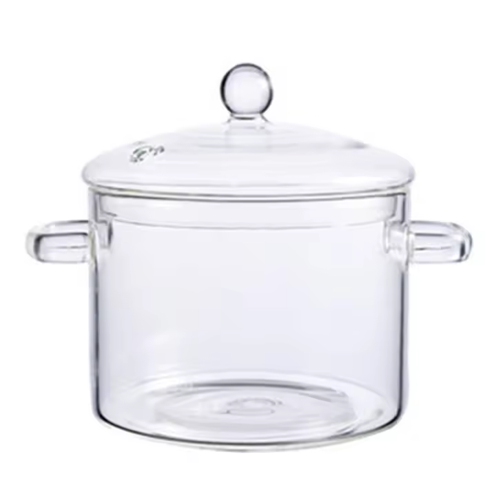 Cacerola de vidrio con cubierta más gruesa y pesada, olla de silicona de boro alto para Fideos, sopa, leche, comida para bebés - 1