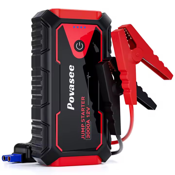 Batería de arranque de pico de 3000 A, caja de arranque de 12 V para batería de automóvil de hasta 10 L de gasolina o 8 L de motor diésel con batería externa/salida dual/luz LED - 1