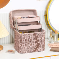 Nuevo Neceser multicapa con letras de cuero de alta calidad, caja de almacenamiento de gran capacidad, estuche rígido portátil para cosméticos de viaje - details 0