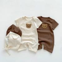 Nuevo en Verano Monos de Manga Corta para Niños y Niñas Parche de Gofre Monos para Recién Nacidos - details 1