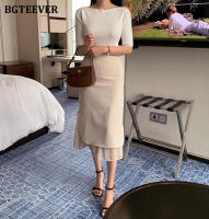 BGTEEVER Chic Elegant High Waist Ladies Solid Mermaid Skirts Spring Summer Fashion Ladies Slim Package Hip Mid-Length Skirts - details 5
