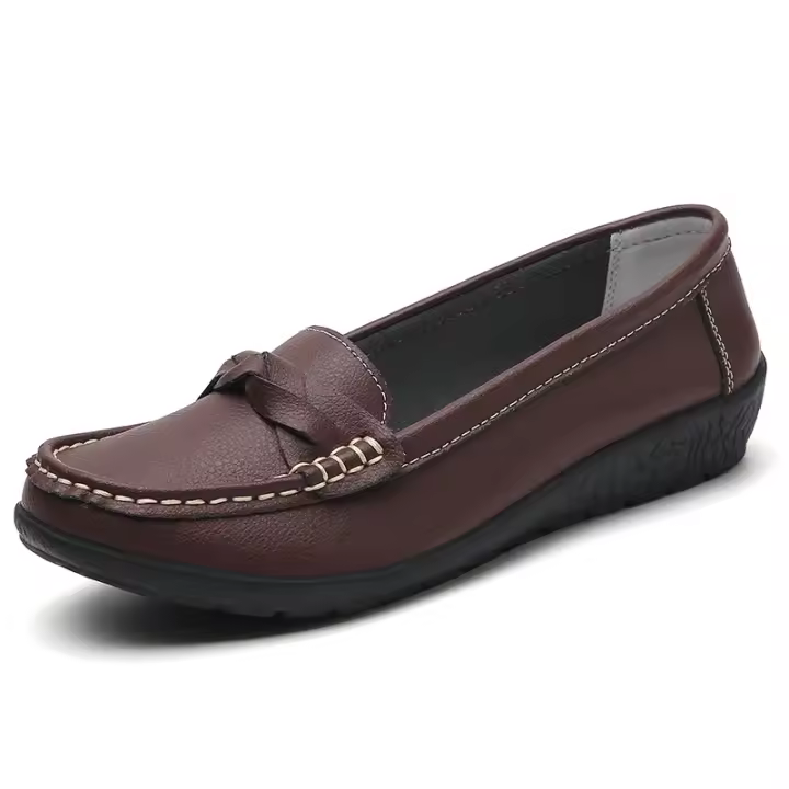 Zapatos Planos de Punta de Cuero Genuino para Mujer Zapatos Informales para Exteriores - 1