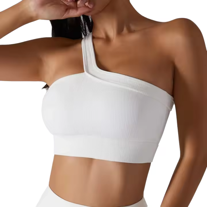 Sujetador Deportivo Cómodo para Mujeres Sutiña de Yoga sin Choques Chaleco de Hombro Inclinado - 1