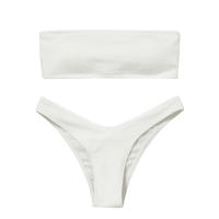 Conjunto Bikini Mujer Push Up Sin Tirantes + Cintura Alta |   Traje de baño acolchado retro de dos piezas |   Traje de baño para playa/natación - details 7