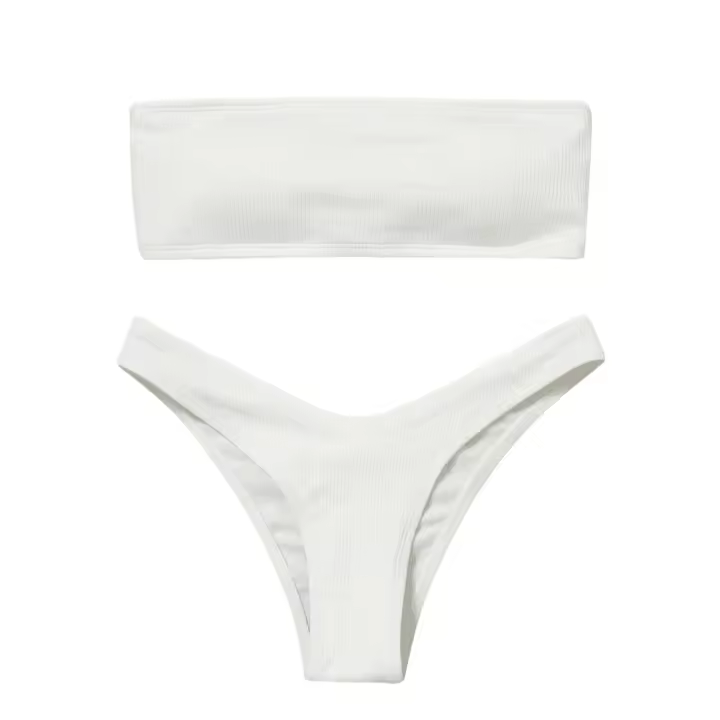 Conjunto Bikini Mujer Push Up Sin Tirantes + Cintura Alta |   Traje de baño acolchado retro de dos piezas |   Traje de baño para playa/natación - 1