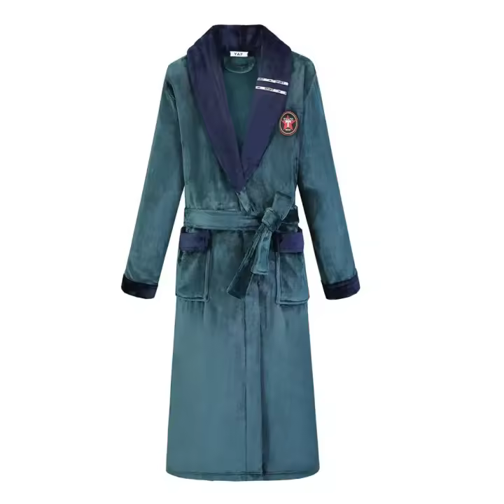 Bata gruesa de franela para hombre, Kimono de baño, camisón cálido, lencería íntima, ropa de casa de talla grande, Otoño e Invierno - 1