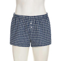 Pantalones cortos básicos cómodos e informales sueltos con botones de cintura elástica tejidos a rayas de verano para mujer - details 82