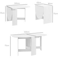 Cocina Plegable Ovalada con Alas Abatibles Estilo Moderno 163x80x75 cm Blanco - details 2
