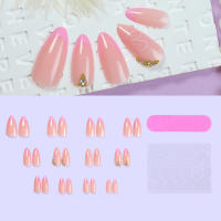 Las uñas les encanta usar uñas rosa francés ins viento uñas hechas a mano parche de uñas falsas simple almendra - details 2