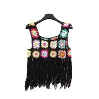 Top corto de punto con borlas para mujer, chaleco de ganchillo, camisola colorida, cubierta de Bikini, camisa - details 11